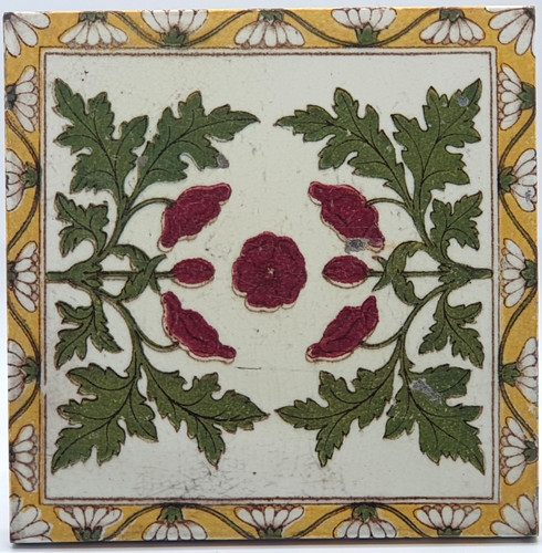 Antique fireplace tile red - antique,