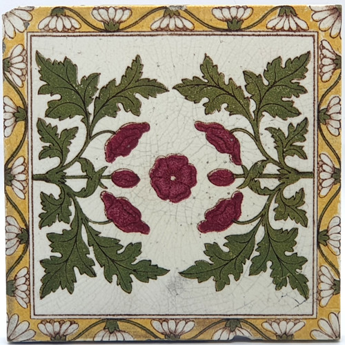 Antique fireplace tile red - antique,